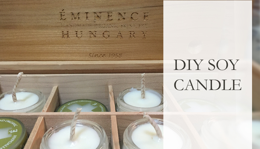 DIY Soy Candle With Reused Eminence Organics Glass Jars